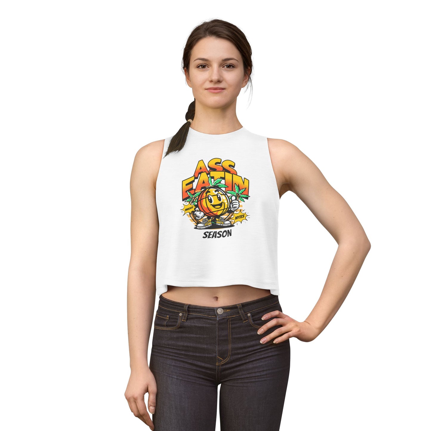 Ass Eatin Season Crop Top — Retro Smiley Graphic Women's Tank